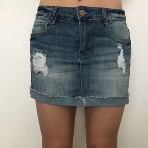 Ripped Denim Skirt